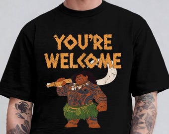Vintage Disney Moana Maui Confident Pose You're Welcome Retro Logo Premium T-Shirt, Disney Trip Gift, Disneyland Vacation Shirt for Fans.