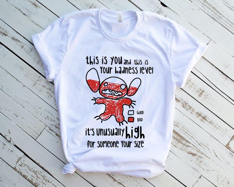 Stitch Badness Level Shirt, Lilo & Stitch Funny Tee, Disney Vacation Shirt, Disneyland Outfit, Stitch Character Shirt, Disney Trip Gift Tee. image 2