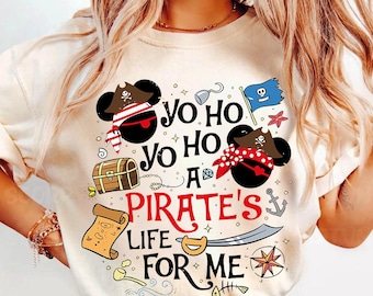 Comfort Colors® Retro Yo Ho Yo Ho A Pirate's Life For Me Shirt, Vintage Disney Pirates of Caribbean Tee, Mickey and Minnie Disney Cruise Tee