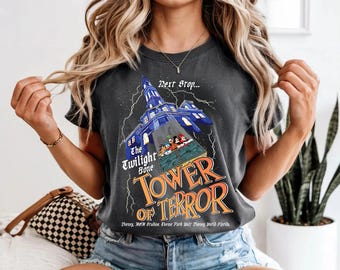 Comfort Colors® Retro Disney Tower Of Terror Shirt, Mickey & friends Twilight Zone Vinateg Shirt, Disney Rides Shirt, Hollywood Studios Tee.