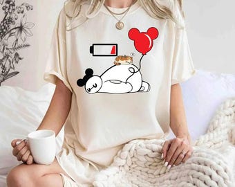 Baymax Low Energy & Mochi Cat Shirt, Big Hero 6 Shirt, Baymax Disney Shirt, Disneyland Vacation Shirt, Disney Characters Shirt, Baymax Shirt