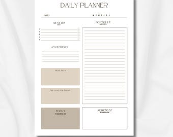 Minimalistyczny planer dzienny: cyfrowy szablon PDF dla GoodNotes, Notability (A3, A4, A5, US Letter)