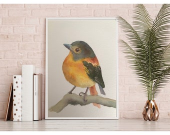 Aquarelle d’oiseau mignon, peinture à l’aquarelle originale, décoration murale, décoration murale de peinture d’oiseau, décoration de chambre de bébé, 6x8 po, pas une impression