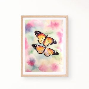 Butterflies original watercolor painting,  gift for her, butterfly wall art, wall decor, Butterfly aquarelle original, 10x14 in