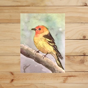 Acuarela de pájaro, acuarela original, decoración de pared, arte para colgar en la pared, decoración del hogar natural, regalo para amantes de las aves, decoración de la habitación de la guardería, 6 x 8 pulgadas