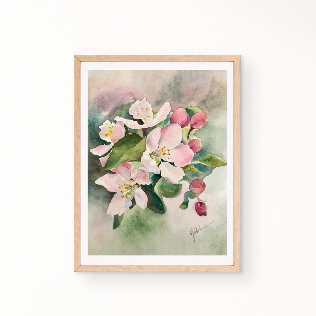 水彩画 アート 花の絵 絵画 水彩画 風景画 画題「桜の花」 絵画 yamakasumi56 通販