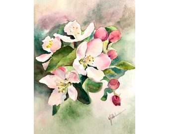 水彩画　花　春　小菊　春の花　美術　マーメイド紙　絵画　アート　インテリア 楽天市場】絵画 現代日本画 花鳥画 春飾り 桜花に小鳥 緒方葉水