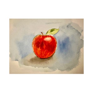 Dipinto originale ad acquerello di frutti di mela, dipinto ad acquerello di mele, arte murale di frutta, decorazione murale della cucina