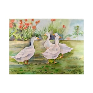 Original &#39;&#39;12x16&#39;&#39; watercolor goose  painting, animal art, country cottage wall art, natural home decor, nursery wall, kids room