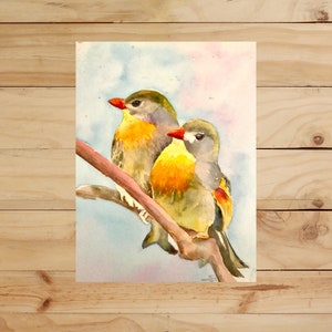 Rotkehlchen Vögel Paar original Aquarell Malerei, Natur Wohnkultur, Vögel Aquarell, Wanddekor, Geschenke für Vogelliebhaber, Rotkehlchen Aquarell