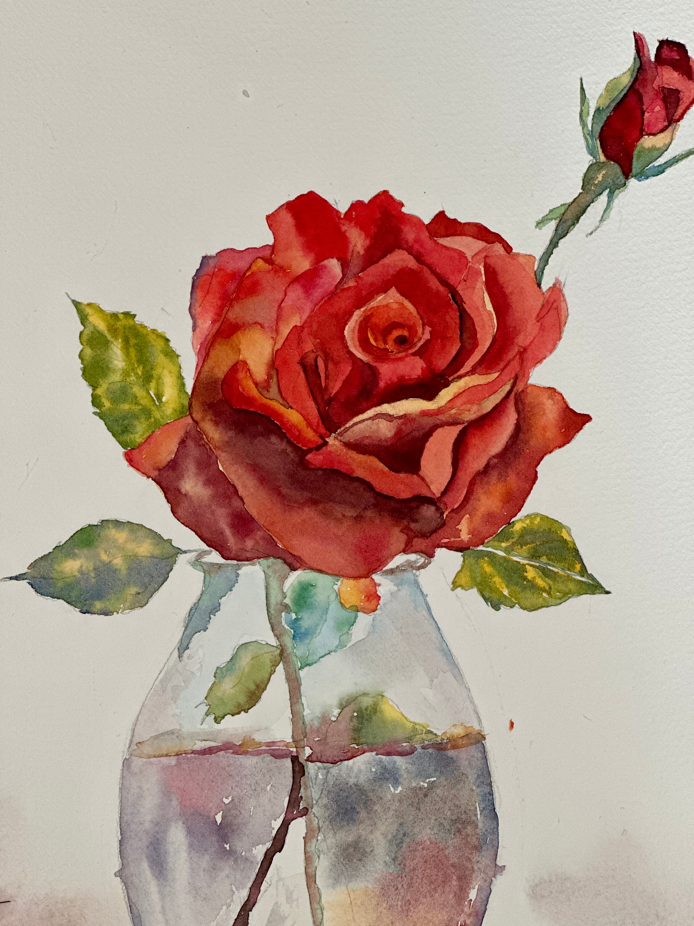 Red Rose Original Handmade Watercolor Painting, Floral Wall Art - Etsy