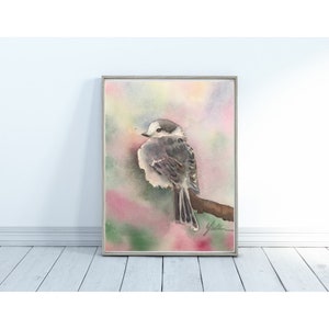 Cute bird watercolor, original watercolor painting, nursery room decor, wall decor, bird lovers gift, bird painting, nature home decor