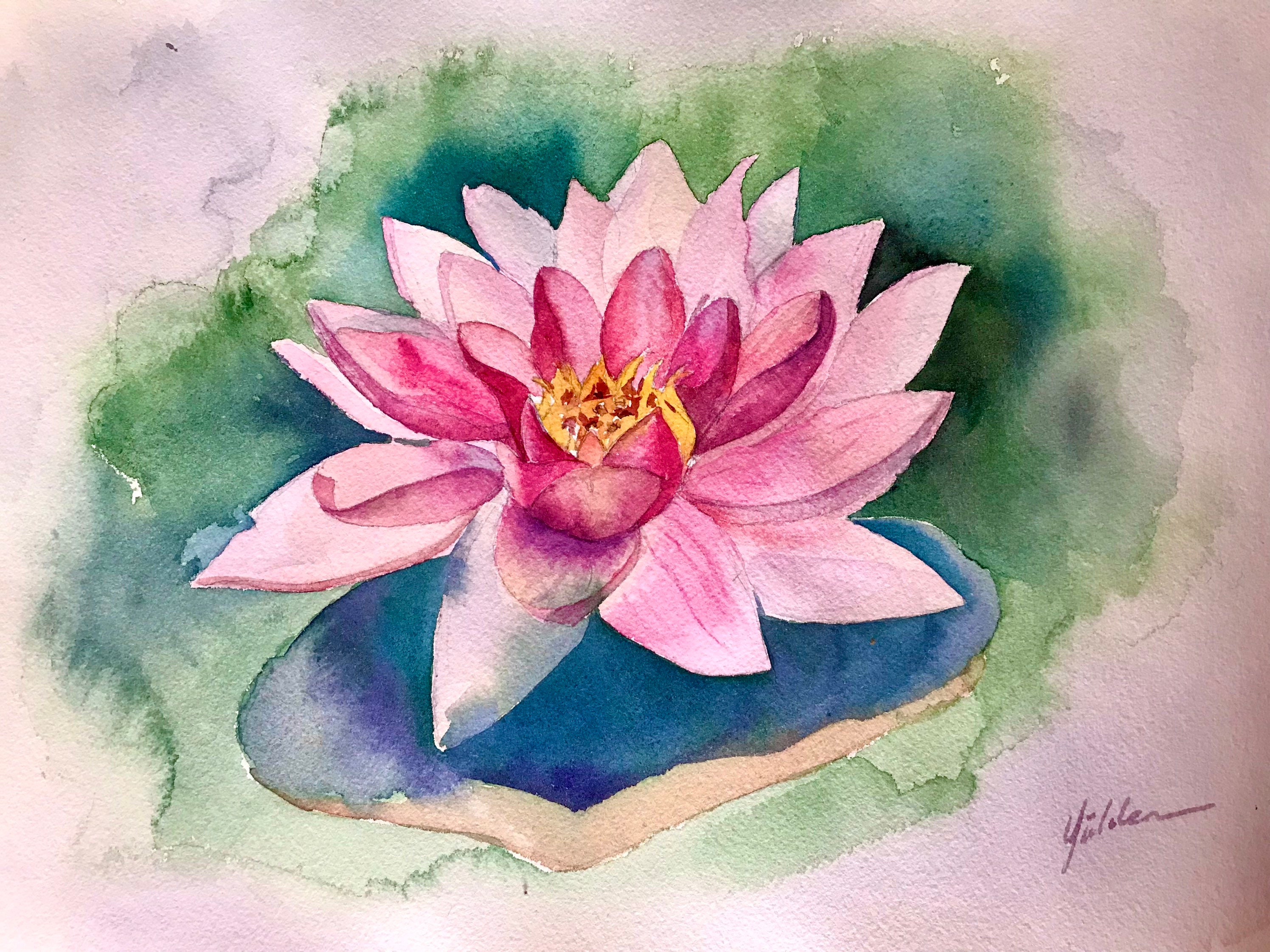 Lotus Painting Watercolor Original , Floral Wall Art, Not a Print ...