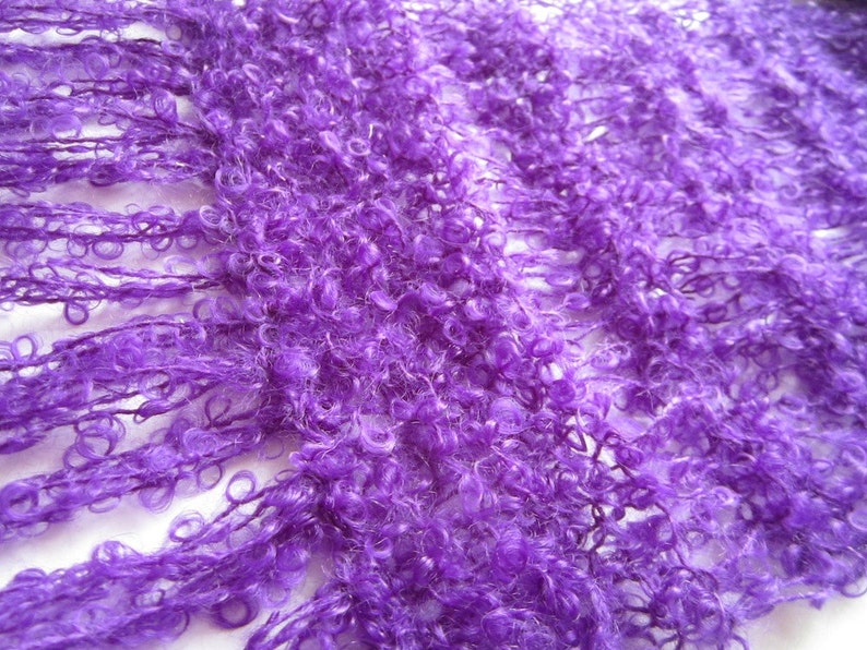 Knit scarf, purple, warm, wool, cozy, handmade, shawl, bright, soft image 4