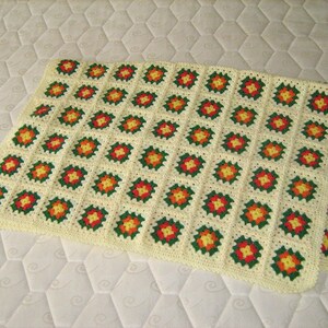 Pale yellow granny square afghan crochet baby blanket soft wrap handmade, warm and cozt image 5