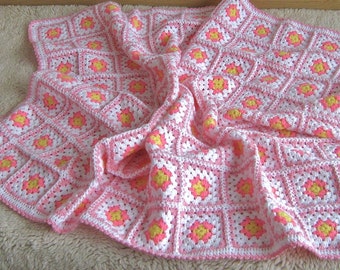 Oma Platz afghanischen Decke, handgefertigt, bunt, Patchwork, häkeln, wickeln, Abdeckung, rosa, Licht, Baby-Mädchen, Warm und gemütlich