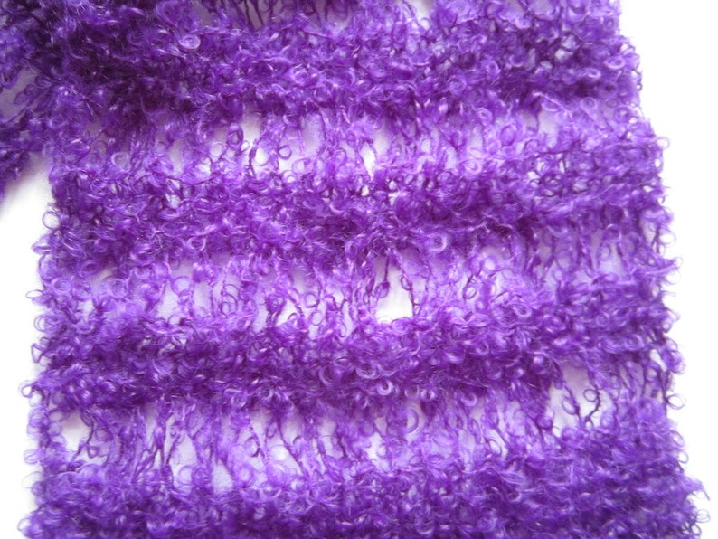 Knit scarf, purple, warm, wool, cozy, handmade, shawl, bright, soft image 3