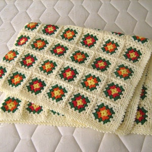 Pale yellow granny square afghan crochet baby blanket soft wrap handmade, warm and cozt image 3