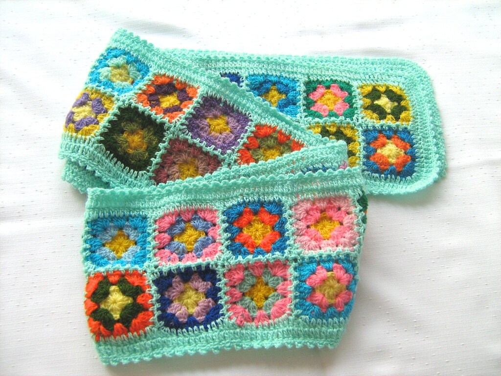 Emerald Granny Square Scarf, Hippie Style, Unique Design, Bohemian ...
