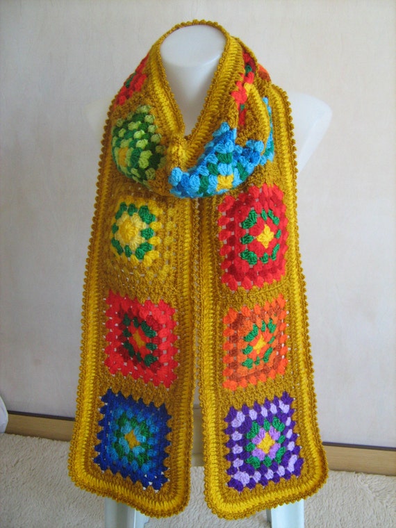 granny square scarf crochet