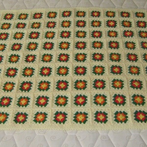 Pale yellow granny square afghan crochet baby blanket soft wrap handmade, warm and cozt image 2