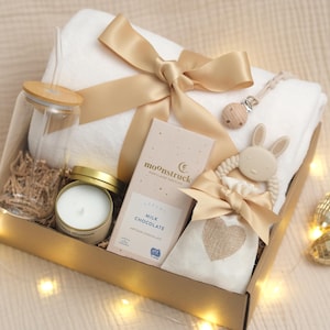 New Mom Care Package – thoughtful mom & baby gift box. Perfect baby shower gift, postpartum care package, new parent present
