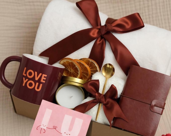 Valentine’s Day Gift | Cozy Self Care Gift Box | Blanket & Chocolate | Romantic Care Package