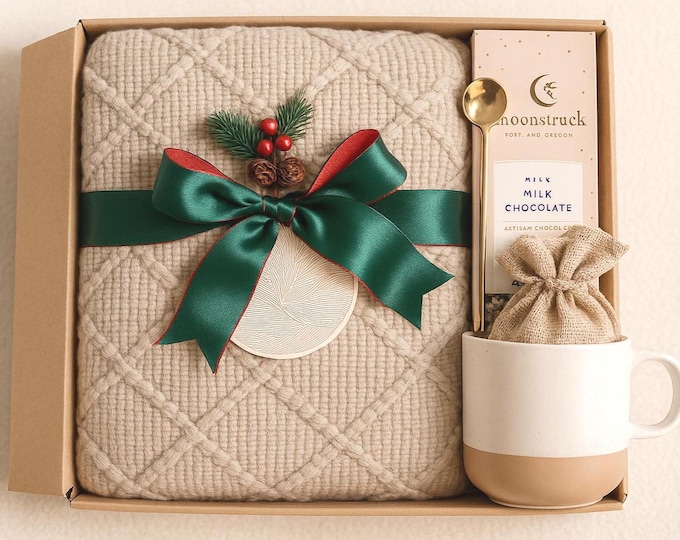 Warm Christmas Gift Box – Cozy Holiday Gift Set with Blanket, Mug & Chocolate | Ships Free in 1 Day