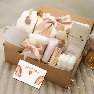 New Mom Care Package – thoughtful mom & baby gift box. Perfect baby shower gift, postpartum care package, new parent present