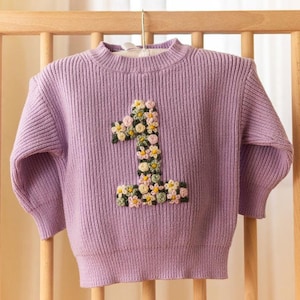 Embroidered Floral Birthday Sweater for Babies & Kids