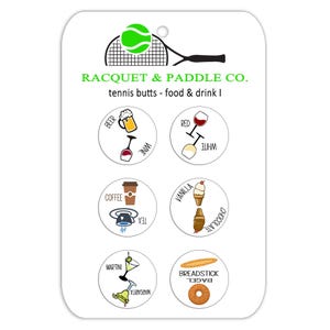 Tennis 'Heads or Tails' Stickers: Fun Racquet Cap Decals, Food and Drink I