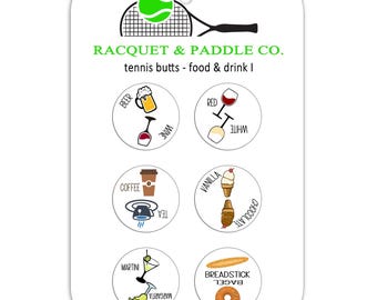 Tennis 'Heads or Tails' Stickers: Fun Racquet Cap Decals, Food and Drink I