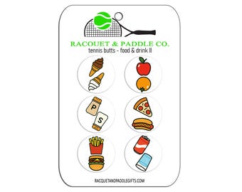 Tennis Racquet Cap Stickers: Heads or Tails, Food and Drink II