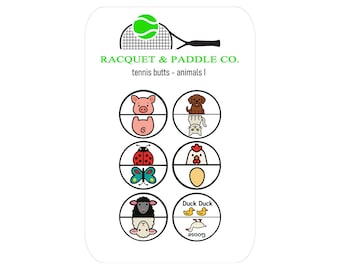 Tennis 'Heads or Tails' Stickers: Funny Tennis Gift, Racquet Cap Decals, Animals I