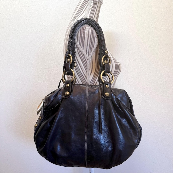 Vintage Y2K Francesco Biasia Black Leather Shoulder B… - Gem