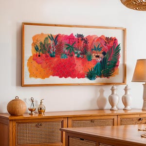 Acquerello LA SALA DI LETTURA, stampa artistica in edizione limitata firmata, giclée di qualità museale, decorazione murale, giardino interno