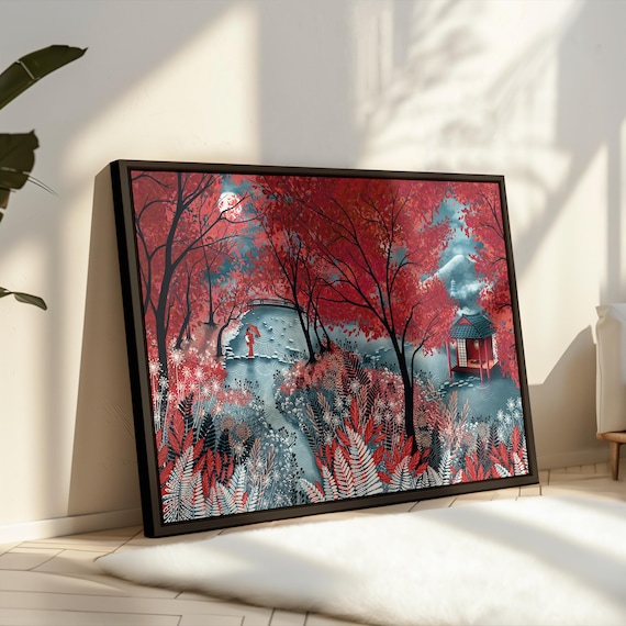 NUIT JAPONAISE, Impression d'art sur toile encadrée, série limitée
