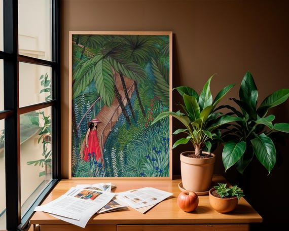 PROMENADE TROPICALE - Impression d'art sur toile encadrée, série limitée