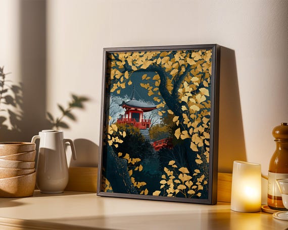 GINKGO JAPONAIS - Impression d'art sur toile encadrée - série limitée