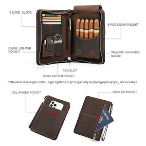 Étui à cigares en cuir, Porte-cigares en cuir fait main, Boîte à cigares en cuir, Pochette à cigares en cuir, Sac à cigares en cuir, Étui de transport de cigares