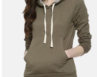 Custom Women’s Hoodie | Lightweight 100% Cotton Fleece Pullover | Personalized Printing Winter Hooded Sweatshirt