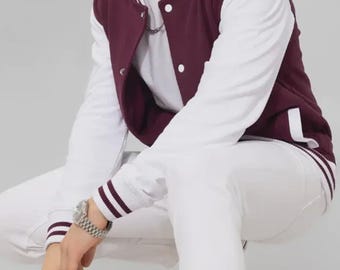 Men's Varsity Jacket – Letterman Cotton Coat, Basketball Collar, Streetwear Style