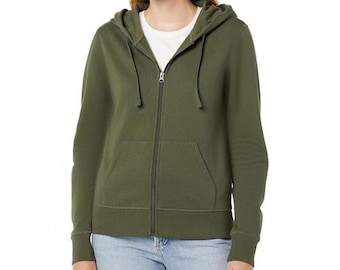 Women's Cotton Fleece Full Zip Hoodie – Plus Size Winter Sweatshirt