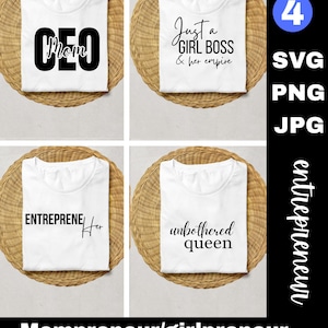 Mompreneur SVG Bundle | Girl Boss PNG Jpg Cut Files for Cricut & Silhouette | CEO Mom, Girlpreneur, Entrepreneur Shirt Designs | Feminine
