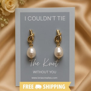 Pearl Knot Bridesmaid Earrings: Tie The Knot Wedding Jewelry, Dainty Bridal Accessory Classic - Dusty Blue
