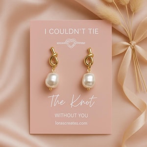 Pearl Knot Bridesmaid Earrings: Tie The Knot Wedding Jewelry, Dainty Bridal Accessory Pastel - Blush Petal
