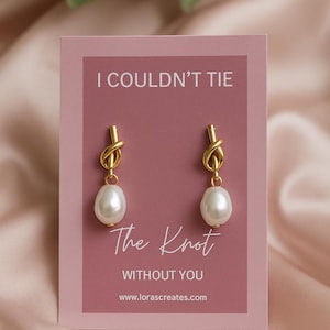 Pearl Knot Bridesmaid Earrings: Tie The Knot Wedding Jewelry, Dainty Bridal Accessory Classic -Blush Petal