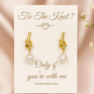 Pearl Knot Bridesmaid Earrings: Tie The Knot Wedding Jewelry, Dainty Bridal Accessory Gold- Tie the knot?
