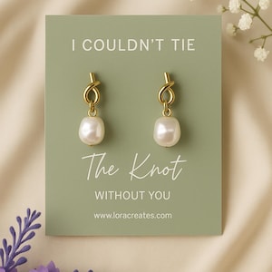 Pearl Knot Bridesmaid Earrings: Tie The Knot Wedding Jewelry, Dainty Bridal Accessory Pastel - Sage Green