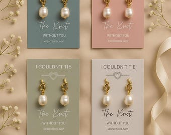 Pearl Knot Bridesmaid Earrings: Tie The Knot Wedding Jewelry, Dainty Bridal Accessory